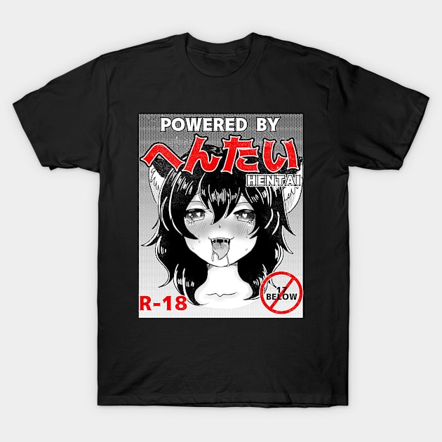 Powered by Hentai Waifu Material Ahegao Face Gift T-Shirt by Alex21